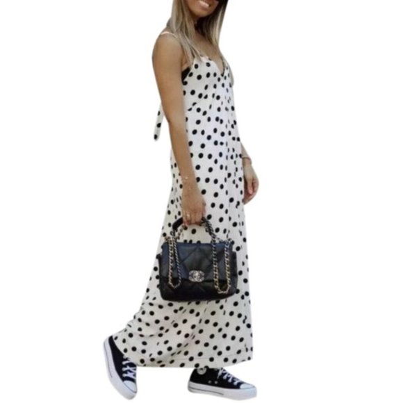 ZARA STUDIO POLKA DOT SLIP MAXI DRESS - Picture 5 of 16